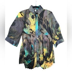 Lindi Vibrant Abstract Tunic Top size Small retail $99+ gauzy sheer